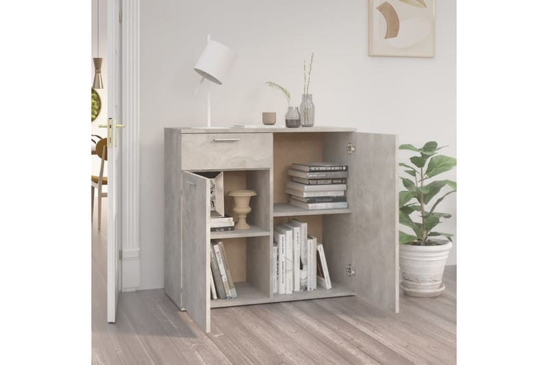Skänk betonggrå 80x36x75 cm spånskiva - Grå - Förvaring - Förvaringsmöbler - Sideboard & skänk