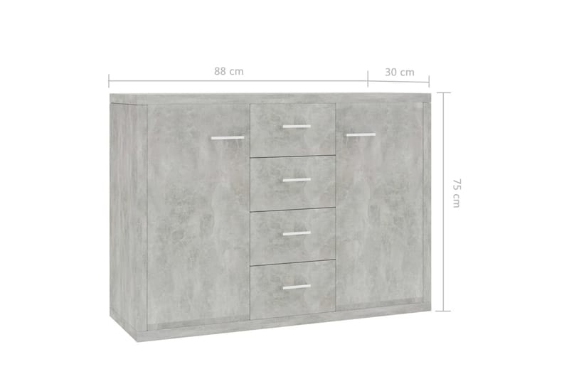 Skänk betonggrå 88x30x65 cm spånskiva - Grå - Förvaring - Förvaringsmöbler - Sideboard & skänk