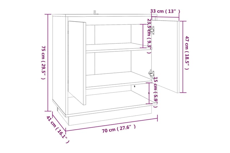 Skänk brun ek 70x41x75 cm spånskiva - Brun - Förvaring - Förvaringsmöbler - Sideboard & skänk