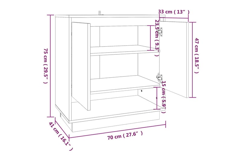 Skänk brun ek 70x41x75 cm spånskiva - Brun - Sideboard & skänk