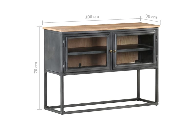 Skänk grå 100x30x70 cm massivt akaciaträ - Grå - Förvaring - Förvaringsmöbler - Sideboard & skänk