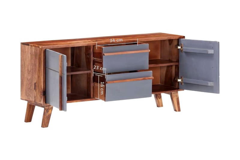 Skänk grå 120x30x55 cm massivt sheshamträ - Grå - Förvaring - Förvaringsmöbler - Sideboard & skänk