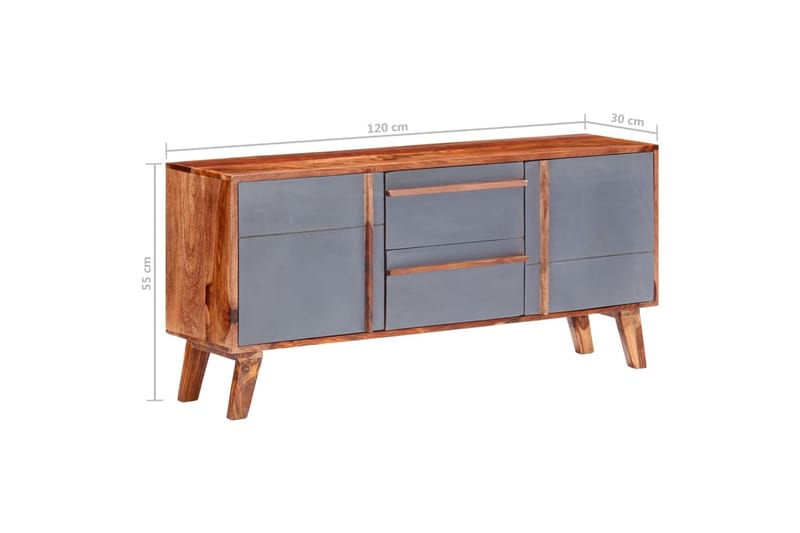Skänk grå 120x30x55 cm massivt sheshamträ - Grå - Förvaring - Förvaringsmöbler - Sideboard & skänk