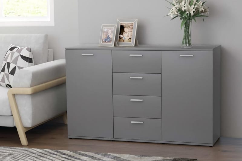 Skänk grå 120x35,5x75 cm spånskiva - Grå - Förvaring - Förvaringsmöbler - Sideboard & skänk