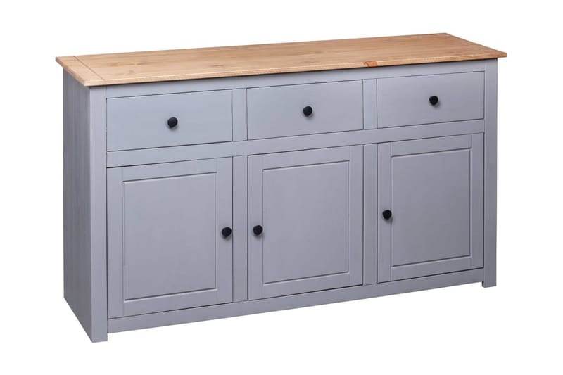 Skänk grå 135x40x80 cm massiv furu panama - Grå - Förvaring - Förvaringsmöbler - Sideboard & skänk
