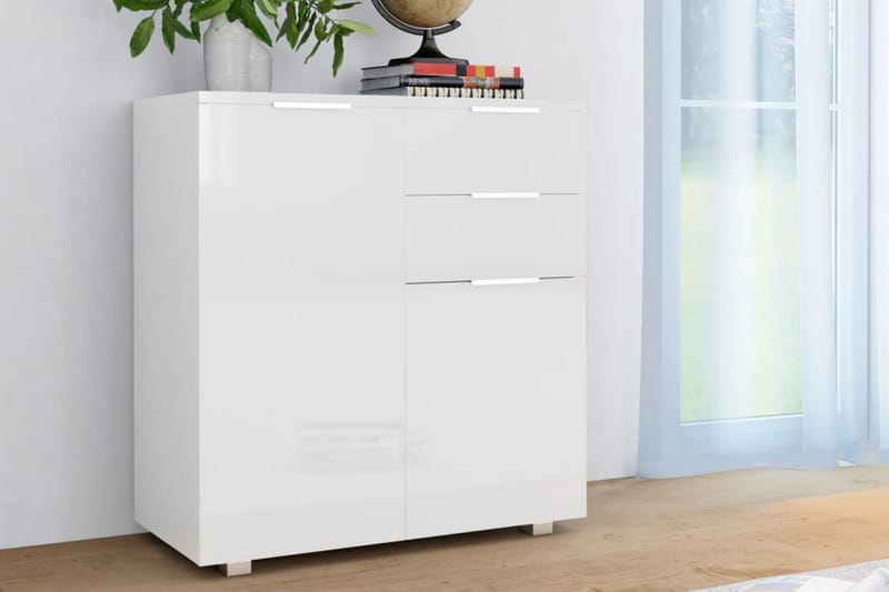 Skänk högglans vit 71x35x76 cm spånskiva - Vit - Förvaring - Förvaringsmöbler - Sideboard & skänk