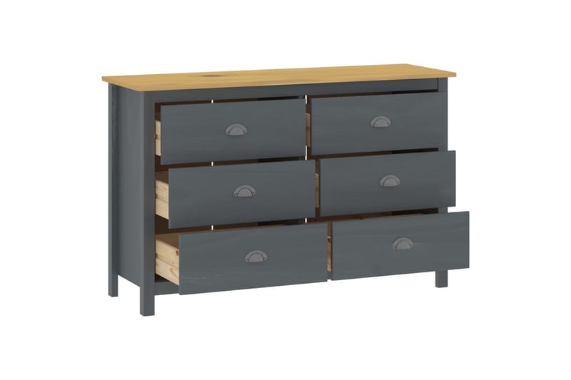 Skänk Hill Range grå 125x40x80 cm massiv furu - Grå - Förvaring - Förvaringsmöbler - Sideboard & skänk
