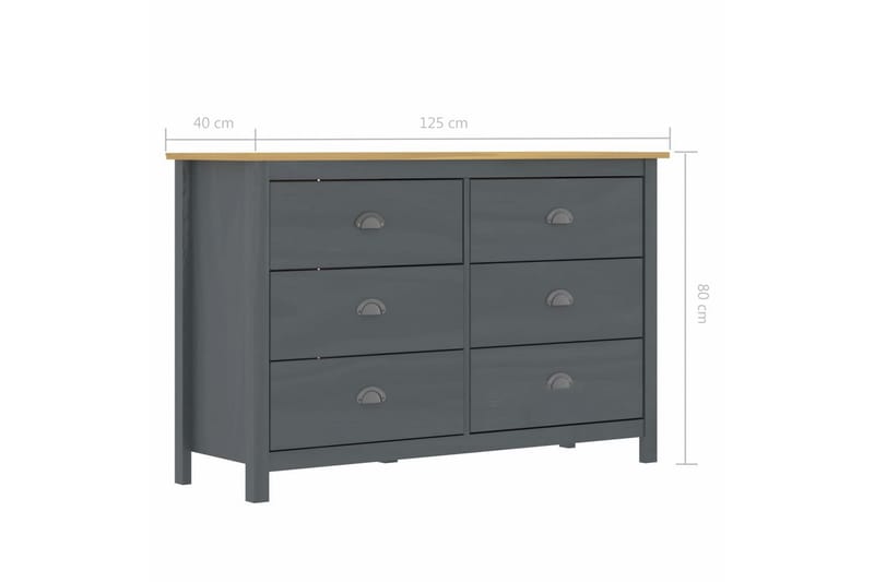 Skänk Hill Range grå 125x40x80 cm massiv furu - Grå - Förvaring - Förvaringsmöbler - Sideboard & skänk