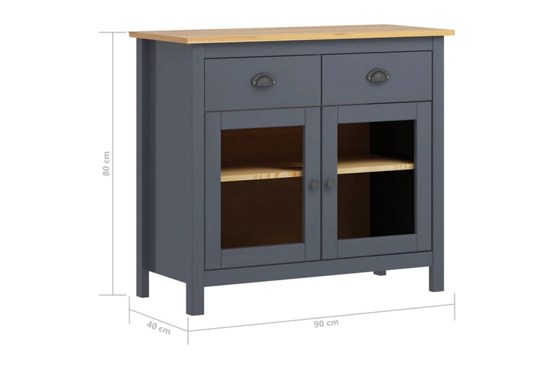 Skänk Hill Range grå 90x40x80 cm massiv furu - Grå - Sideboard & skänk