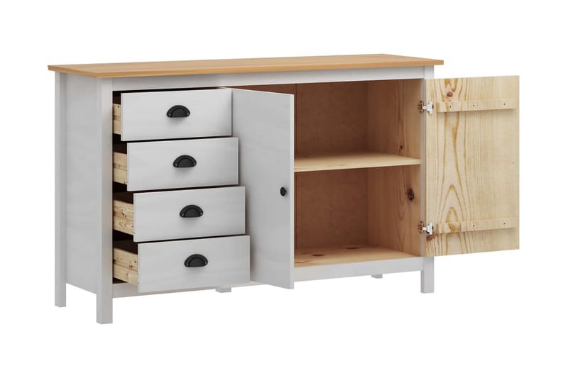 Skänk Hill Range vit 130x40x80 cm massiv furu - Vit - Förvaring - Förvaringsmöbler - Sideboard & skänk