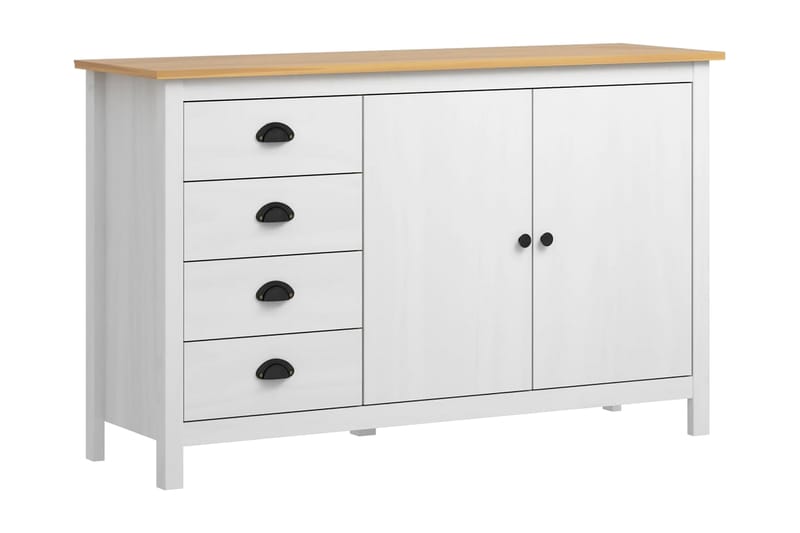 Skänk Hill Range vit 130x40x80 cm massiv furu - Vit - Förvaring - Förvaringsmöbler - Sideboard & skänk