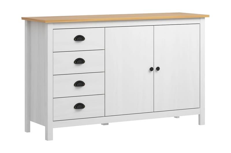 Skänk Hill Range vit 130x40x80 cm massiv furu - Vit - Sideboard & skänk