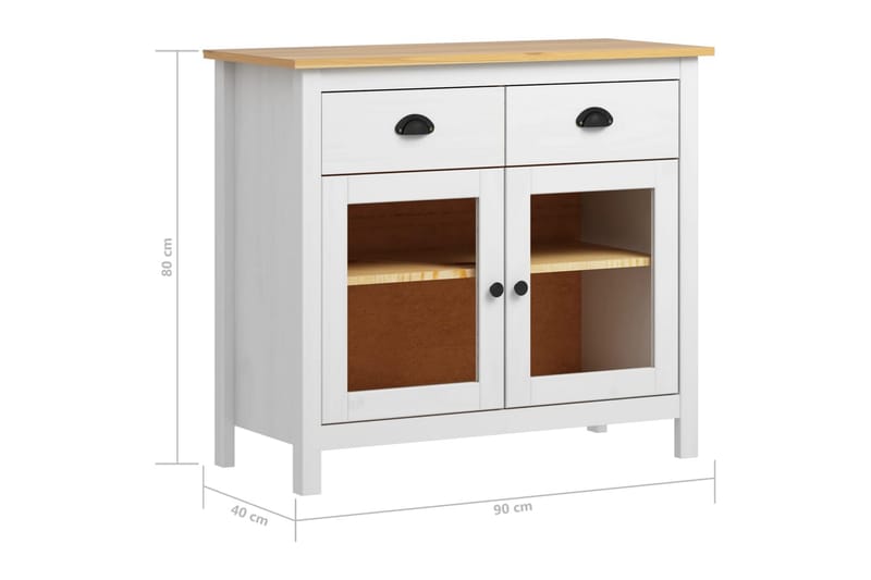 Skänk Hill Range vit 90x40x80 cm massiv furu - Vit - Sideboard & skänk