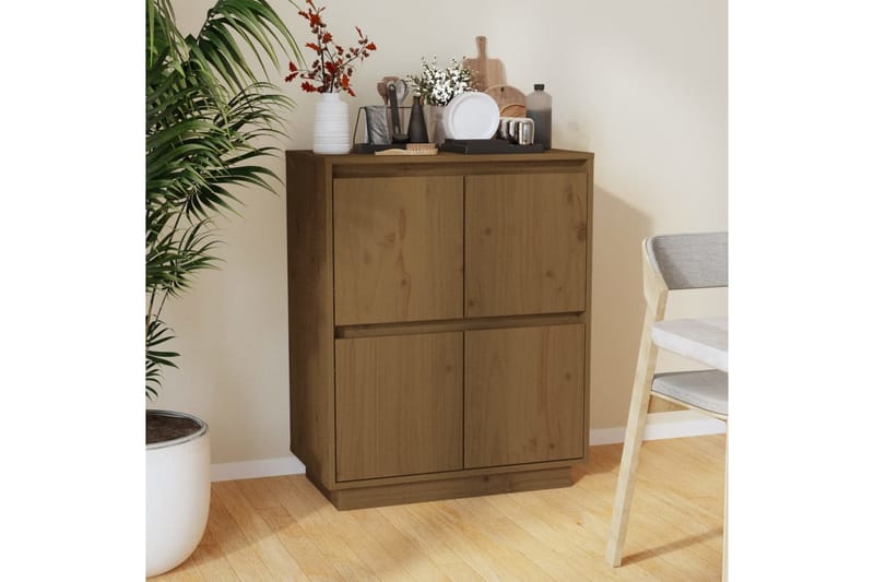 Skänk honungsbrun 60x34x75 cm massiv furu - Brun - Sideboard & skänk