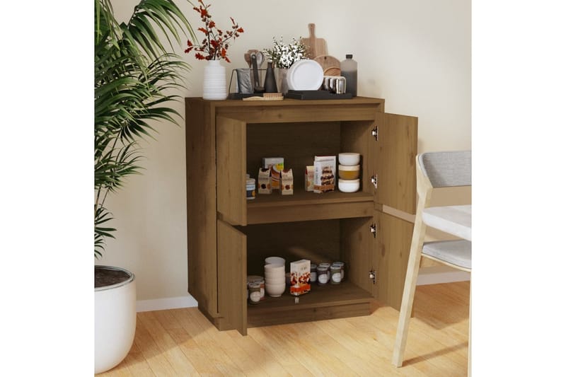 Skänk honungsbrun 60x34x75 cm massiv furu - Brun - Förvaring - Förvaringsmöbler - Sideboard & skänk