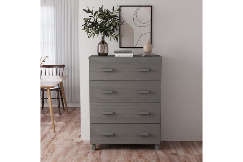 Skänk ljusgrå 79x40x103,5 cm massiv furu - Ljusgrå - Förvaring - Förvaringsmöbler - Sideboard & skänk