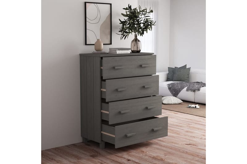 Skänk ljusgrå 79x40x103,5 cm massiv furu - Ljusgrå - Förvaring - Förvaringsmöbler - Sideboard & skänk