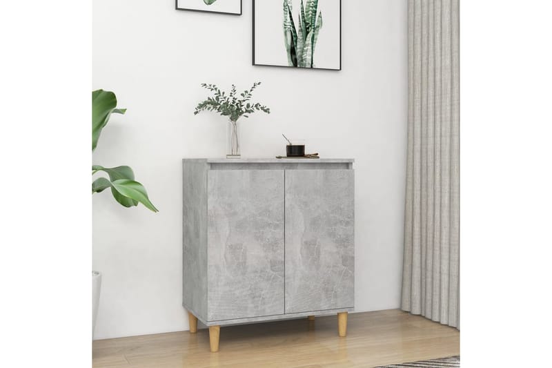 Skänk massiva träben betonggrå 60x35x70 cm spånskiva - Grå - Förvaring - Förvaringsmöbler - Sideboard & skänk