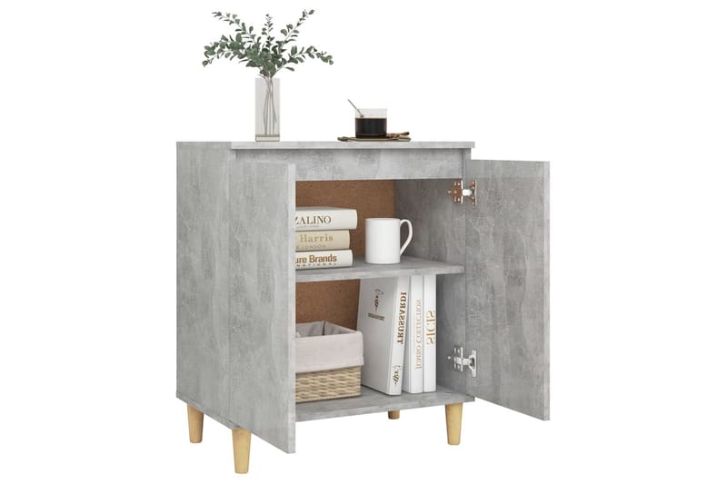 Skänk massiva träben betonggrå 60x35x70 cm spånskiva - Grå - Förvaring - Förvaringsmöbler - Sideboard & skänk
