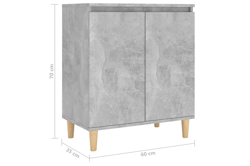 Skänk massiva träben betonggrå 60x35x70 cm spånskiva - Grå - Förvaring - Förvaringsmöbler - Sideboard & skänk