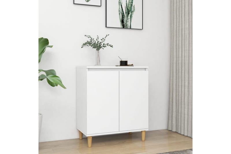 Skänk massiva träben vit 60x35x70 cm spånskiva - Vit - Förvaring - Förvaringsmöbler - Sideboard & skänk