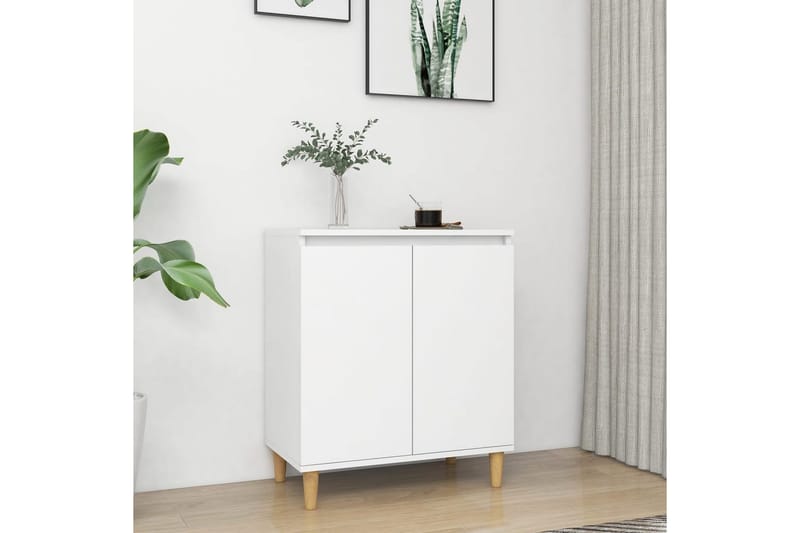 Skänk massiva träben vit 60x35x70 cm spånskiva - Vit - Sideboard & skänk