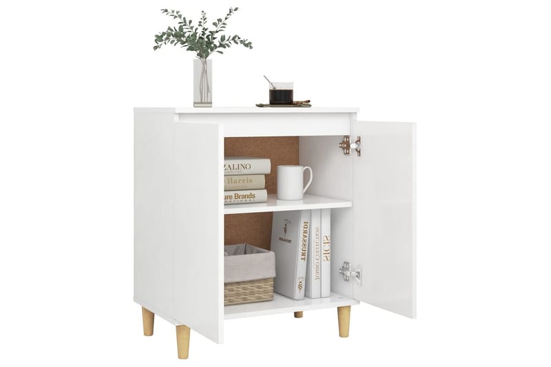 Skänk massiva träben vit 60x35x70 cm spånskiva - Vit - Sideboard & skänk