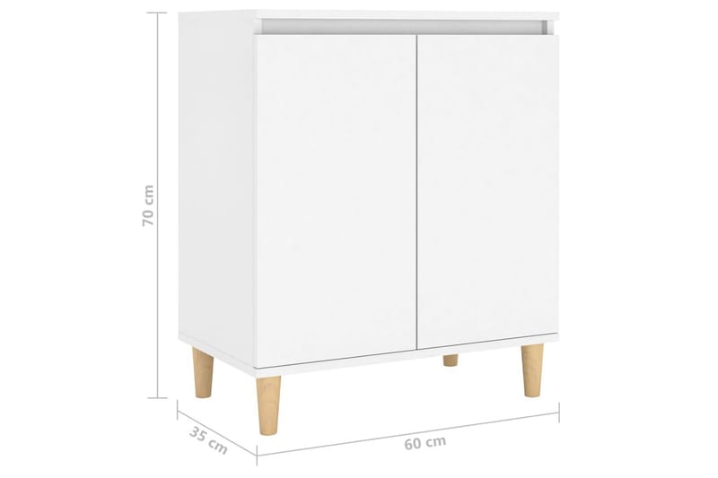 Skänk massiva träben vit 60x35x70 cm spånskiva - Vit - Sideboard & skänk