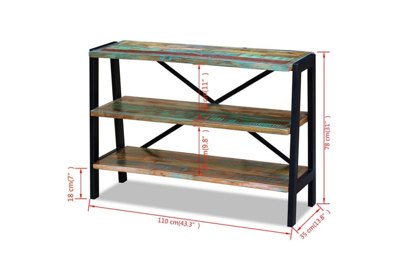 Skänk med 3 hyllor massivt återvunnet trä - Flerfärgad - Förvaring - Förvaringsmöbler - Sideboard & skänk