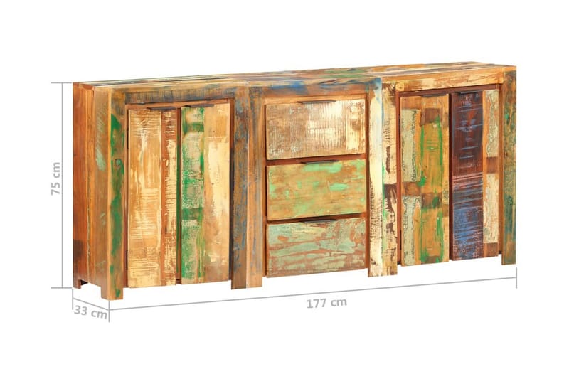 Skänk med 3 lådor och 4 dörrar massivt återvunnet trä - Flerfärgad - Sideboard & skänk