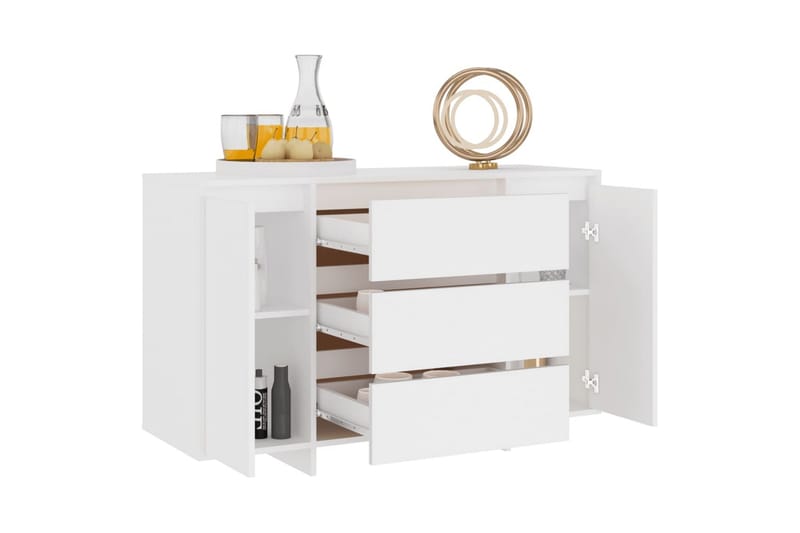 Skänk med 3 lådor vit 120x41x75 cm spånskiva - Vit - Förvaring - Förvaringsmöbler - Sideboard & skänk