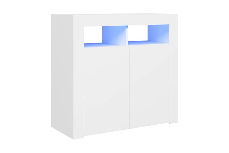 Skänk med LED-belysning vit 80x35x75 cm - Vit - Sideboard & skänk