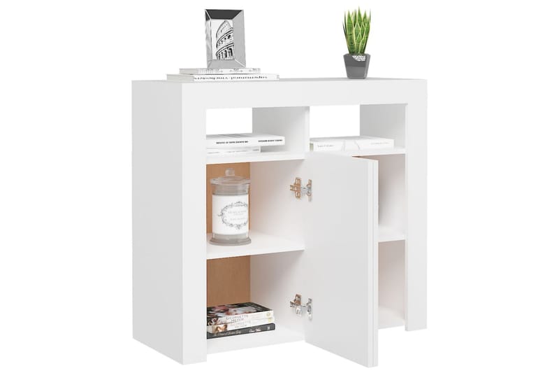 Skänk med LED-belysning vit 80x35x75 cm - Vit - Sideboard & skänk