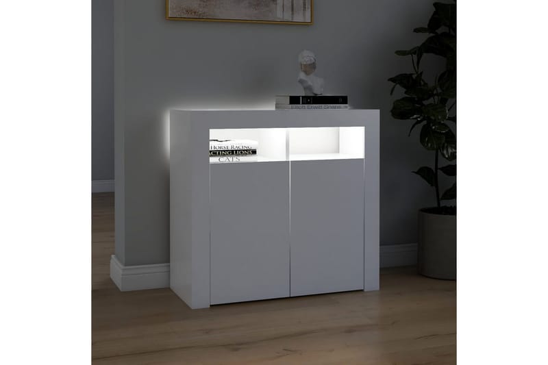 Skänk med LED-belysning vit 80x35x75 cm - Vit - Sideboard & skänk