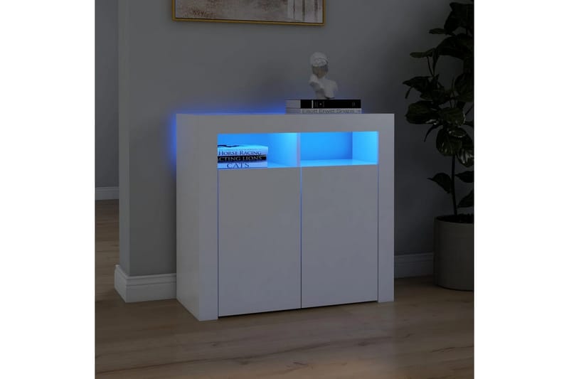 Skänk med LED-belysning vit 80x35x75 cm - Vit - Sideboard & skänk