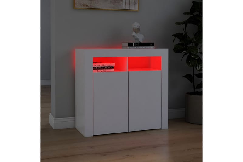 Skänk med LED-belysning vit 80x35x75 cm - Vit - Sideboard & skänk