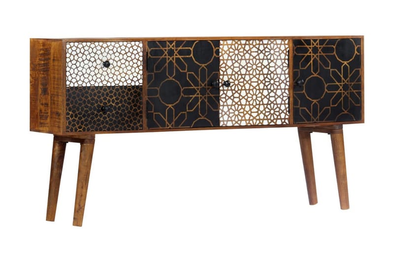 Skänk med mönster 130x30x70 cm massivt mangoträ - Brun - Sideboard & skänk