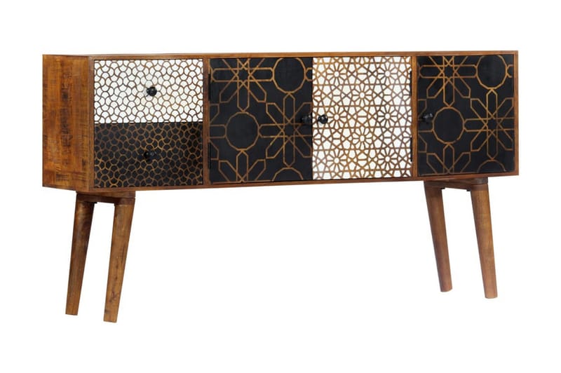 Skänk med mönster 130x30x70 cm massivt mangoträ - Brun - Sideboard & skänk