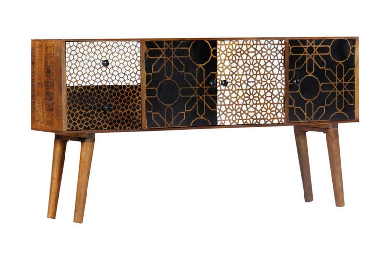 Skänk med mönster 130x30x70 cm massivt mangoträ - Brun - Sideboard & skänk