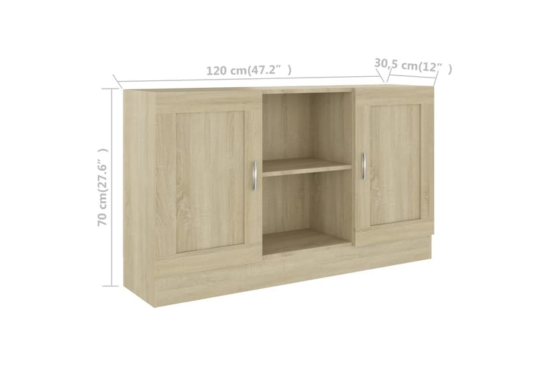 Skänk sonoma-ek 120x30,5x70 cm spånskiva - Brun - Sideboard & skänk