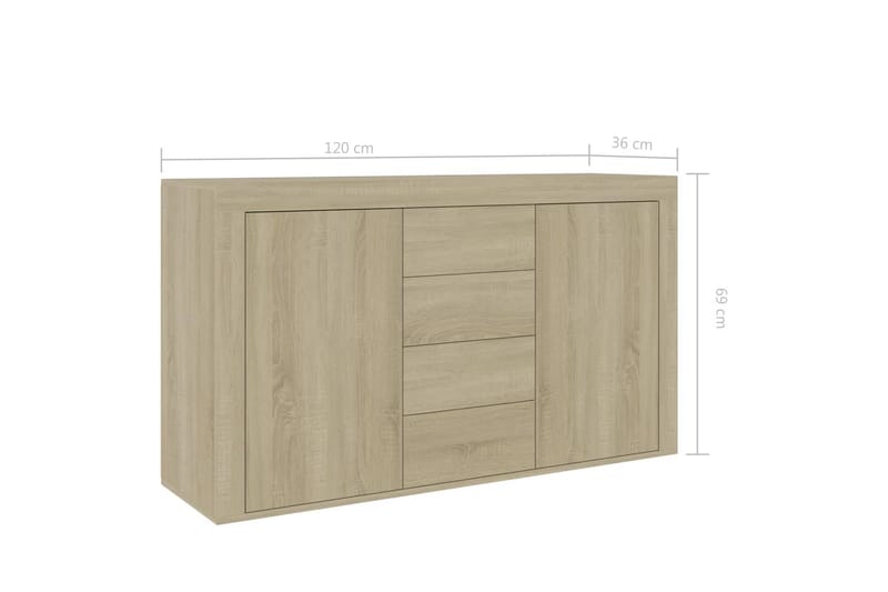 Skänk sonoma-ek 120x36x69 cm spånskiva - Brun - Förvaring - Förvaringsmöbler - Sideboard & skänk