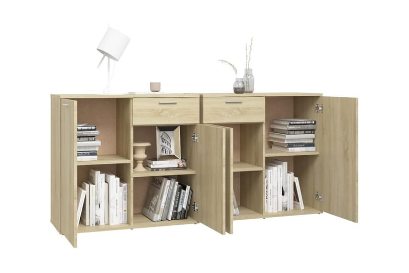 Skänk sonoma-ek 160x36x75 cm spånskiva - Brun - Förvaring - Förvaringsmöbler - Sideboard & skänk