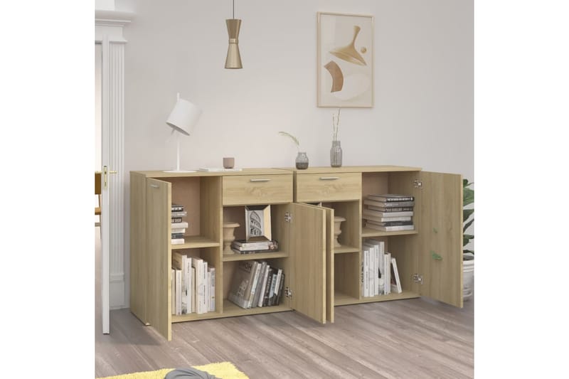 Skänk sonoma-ek 160x36x75 cm spånskiva - Brun - Förvaring - Förvaringsmöbler - Sideboard & skänk
