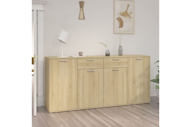 Skänk sonoma-ek 160x36x75 cm spånskiva - Brun - Förvaring - Förvaringsmöbler - Sideboard & skänk