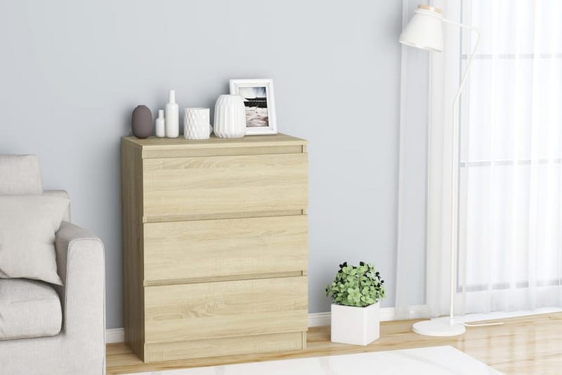 Skänk sonoma-ek 60x33,5x76 cm spånskiva - Brun - Förvaring - Förvaringsmöbler - Sideboard & skänk