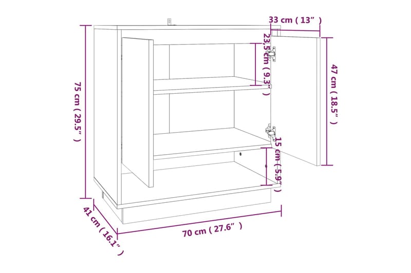 Skänk sonoma-ek 70x41x75 cm spånskiva - Ek - Förvaring - Förvaringsmöbler - Sideboard & skänk