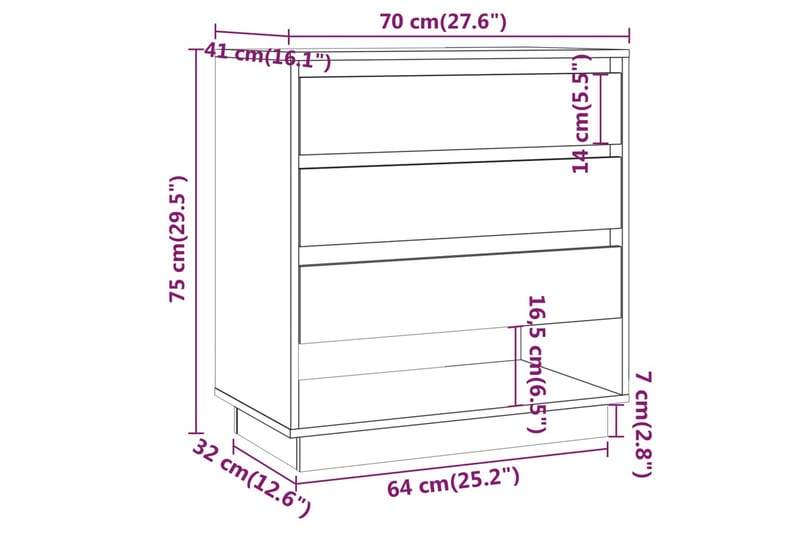Skänk sonoma-ek 70x41x75 cm spånskiva - Ek - Förvaring - Förvaringsmöbler - Sideboard & skänk