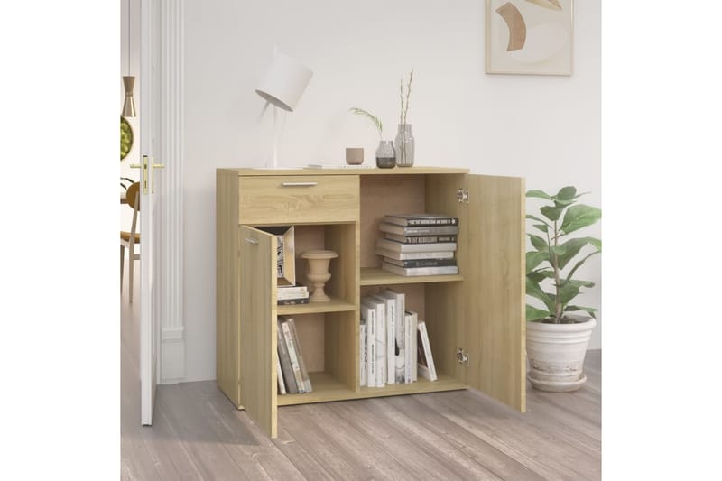 Skänk sonoma-ek 80x36x75 cm spånskiva - Brun - Förvaring - Förvaringsmöbler - Sideboard & skänk