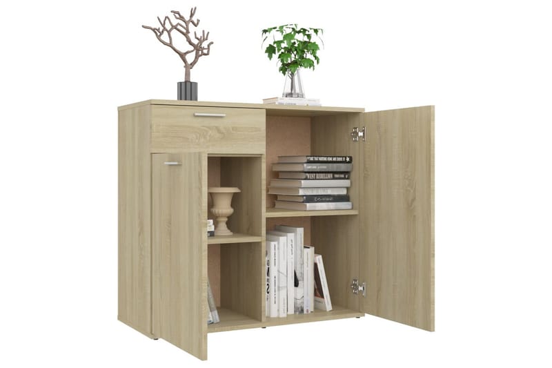 Skänk sonoma-ek 80x36x75 cm spånskiva - Brun - Förvaring - Förvaringsmöbler - Sideboard & skänk