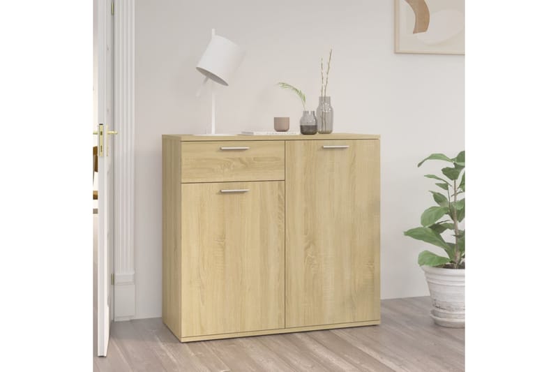 Skänk sonoma-ek 80x36x75 cm spånskiva - Brun - Förvaring - Förvaringsmöbler - Sideboard & skänk